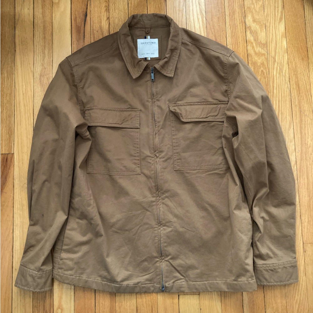 XL Brown Denim & Flower Jacket